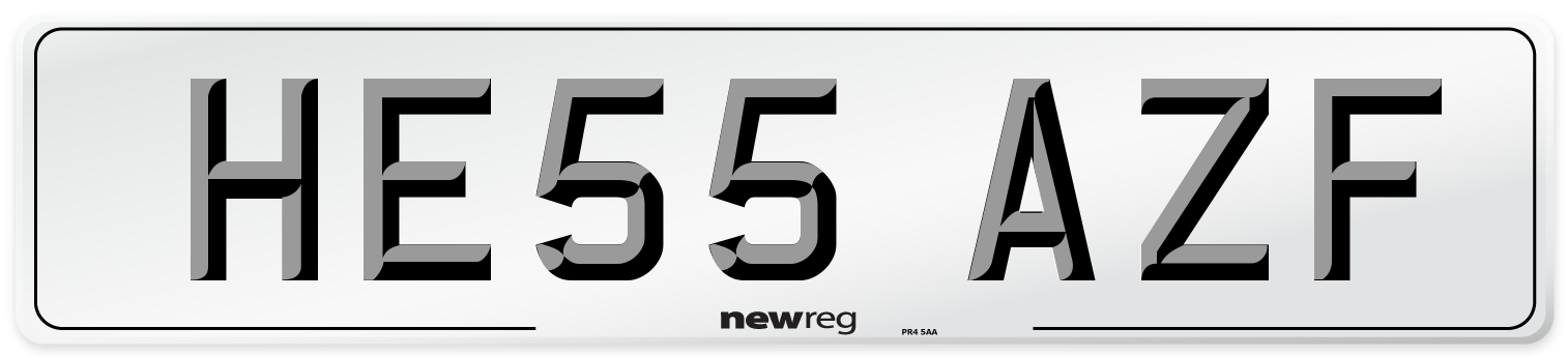 HE55 AZF Number Plate from New Reg